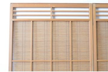 レトロ建具　シンプルなデザインの夏戸2枚セット(簾戸、御簾戸、簀戸、葭戸、夏障子、すど、引き戸)(R-065063)