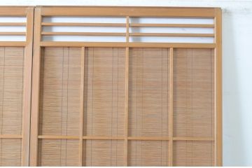 レトロ建具　シンプルなデザインの夏戸2枚セット(簾戸、御簾戸、簀戸、葭戸、夏障子、すど、引き戸)(R-065063)