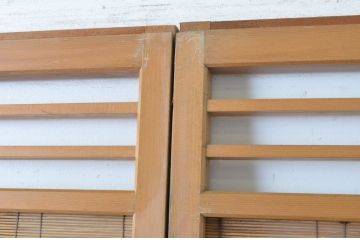 レトロ建具　シンプルなデザインの夏戸2枚セット(簾戸、御簾戸、簀戸、葭戸、夏障子、すど、引き戸)(R-065063)
