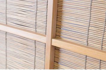 レトロ建具　シンプルなデザインの夏戸2枚セット(簾戸、御簾戸、簀戸、葭戸、夏障子、すど、引き戸)(R-065063)