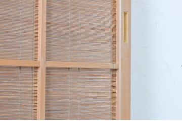 レトロ建具　シンプルなデザインの夏戸2枚セット(簾戸、御簾戸、簀戸、葭戸、夏障子、すど、引き戸)(R-065063)