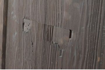 アンティーク建具　総杉材・一枚板　両開き　経年の古い木の質感が魅力の門扉一対(2枚セット、蔵戸、建具、玄関戸、玄関ドア)(R-065064)