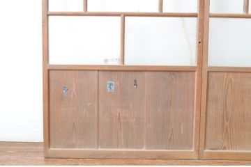 アンティーク建具　大正ロマン　懐かしい雰囲気のガラス戸2枚セット(引き戸)(R-065066)