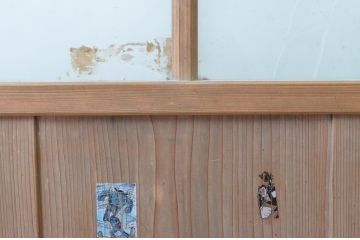 アンティーク建具　大正ロマン　懐かしい雰囲気のガラス戸2枚セット(引き戸)(R-065066)