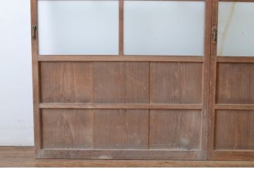 アンティーク建具　大正ロマン　懐かしい雰囲気のガラス戸2枚セット(引き戸)(R-065066)
