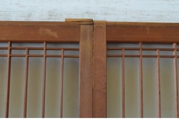アンティーク建具　お洒落な組子格子が目を引くガラス戸4枚セット(引き戸、建具)(R-065067)