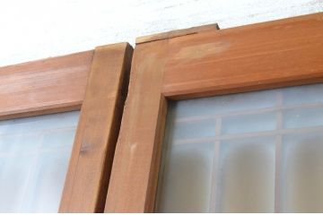 アンティーク建具　お洒落な組子格子が目を引くガラス戸4枚セット(引き戸、建具)(R-065067)