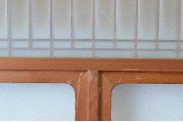 アンティーク建具　お洒落な組子格子が目を引くガラス戸4枚セット(引き戸、建具)(R-065067)