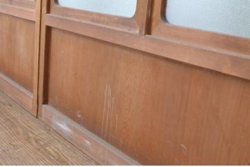 アンティーク建具　お洒落な組子格子が目を引くガラス戸4枚セット(引き戸、建具)(R-065067)