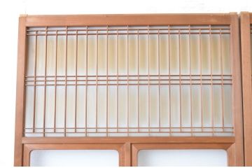 アンティーク建具　お洒落な組子格子が目を引くガラス戸3枚セット(引き戸、建具)(R-065068)