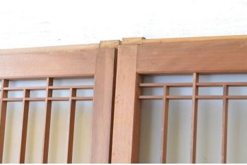 アンティーク建具　お洒落な組子格子が目を引くガラス戸3枚セット(引き戸、建具)(R-065068)