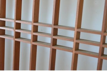 アンティーク建具　お洒落な組子格子が目を引くガラス戸3枚セット(引き戸、建具)(R-065068)