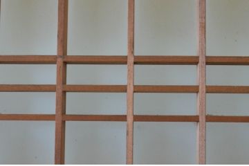 アンティーク建具　お洒落な組子格子が目を引くガラス戸3枚セット(引き戸、建具)(R-065068)