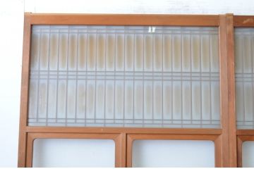 アンティーク建具　お洒落な組子格子が目を引くガラス戸3枚セット(引き戸、建具)(R-065068)