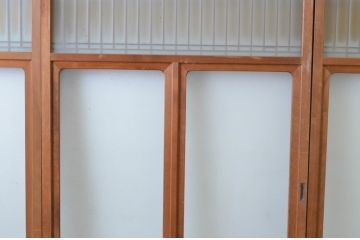アンティーク建具　お洒落な組子格子が目を引くガラス戸3枚セット(引き戸、建具)(R-065068)