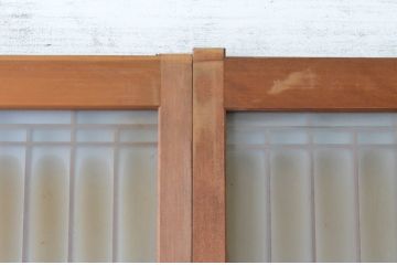 アンティーク建具　お洒落な組子格子が目を引くガラス戸3枚セット(引き戸、建具)(R-065068)
