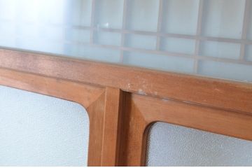 アンティーク建具　お洒落な組子格子が目を引くガラス戸3枚セット(引き戸、建具)(R-065068)