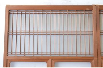 アンティーク建具　お洒落な組子格子が目を引くガラス戸3枚セット(引き戸、建具)(R-065069)