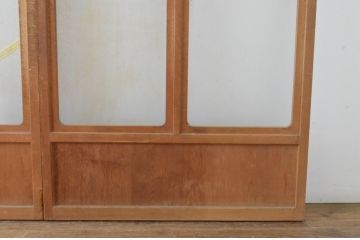 アンティーク建具　お洒落な組子格子が目を引くガラス戸3枚セット(引き戸、建具)(R-065069)