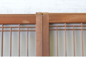 アンティーク建具　お洒落な組子格子が目を引くガラス戸3枚セット(引き戸、建具)(R-065069)