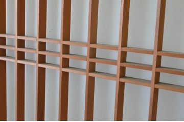 アンティーク建具　お洒落な組子格子が目を引くガラス戸3枚セット(引き戸、建具)(R-065069)