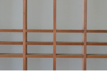 アンティーク建具　お洒落な組子格子が目を引くガラス戸3枚セット(引き戸、建具)(R-065069)