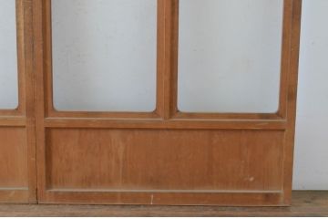 アンティーク建具　お洒落な組子格子が目を引くガラス戸3枚セット(引き戸、建具)(R-065069)
