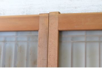 アンティーク建具　お洒落な組子格子が目を引くガラス戸3枚セット(引き戸、建具)(R-065069)