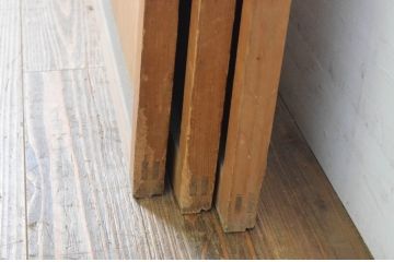 アンティーク建具　お洒落な組子格子が目を引くガラス戸3枚セット(引き戸、建具)(R-065069)