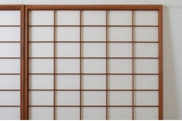 アンティーク建具　上手物!!　腰板杉材笹木の幅広高級　障子戸2枚セット(引き戸)(R-065073)