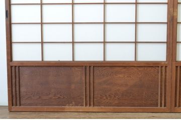 アンティーク建具　上手物!!　腰板杉材笹木の幅広高級　障子戸2枚セット(引き戸)(R-065073)