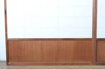 アンティーク建具　上手物!!　腰板杉材笹木の幅広高級　障子戸2枚セット(引き戸)(R-065073)