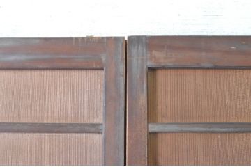 アンティーク建具　昭和初期　上手物!!　美しい柾目が魅力の両開き舞良戸扉一対(2枚セット、まいらど、板戸、ドア)(R-065075)