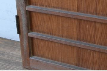 アンティーク建具　昭和初期　上手物!!　美しい柾目が魅力の両開き舞良戸扉一対(2枚セット、まいらど、板戸、ドア)(R-065075)