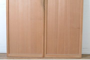 アンティーク建具　昭和初期　上手物!!　美しい柾目が魅力の両開き舞良戸扉一対(2枚セット、まいらど、板戸、ドア)(R-065075)