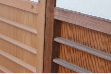 アンティーク建具　上手物!!　腰板柾目に横桟の高級　障子戸4枚セット(引き戸)(R-065076)