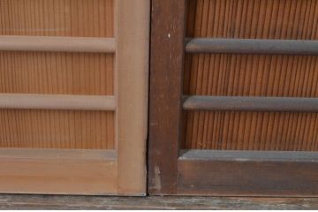 アンティーク建具　上手物!!　腰板柾目に横桟の高級　障子戸4枚セット(引き戸)(R-065076)