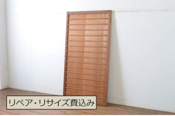 アンティーク建具　昭和初期　上手物!!　美しい柾目　真鍮つまみ付き　舞良戸扉1枚(まいらど、板戸、ドア)(R-065079)