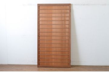 アンティーク建具　昭和初期　上手物!!　美しい柾目　真鍮つまみ付き　舞良戸扉1枚(まいらど、板戸、ドア)(R-065079)