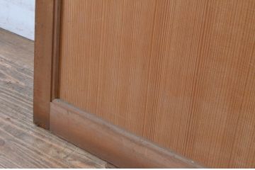アンティーク建具　昭和初期　上手物!!　美しい柾目　真鍮つまみ付き　舞良戸扉1枚(まいらど、板戸、ドア)(R-065079)