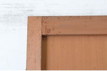  アンティーク建具　上手物!!　美しい柾目　真鍮つまみ付き　板戸扉1枚(舞良戸、帯戸、ドア)(R-065080)