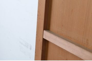  アンティーク建具　上手物!!　美しい柾目　真鍮つまみ付き　板戸扉1枚(舞良戸、帯戸、ドア)(R-065080)