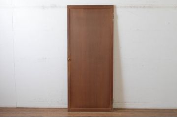 アンティーク建具　上手物!!　美しい柾目　真鍮ノブ付き　舞良戸扉1枚(まいらど、板戸、ドア)(R-065083)