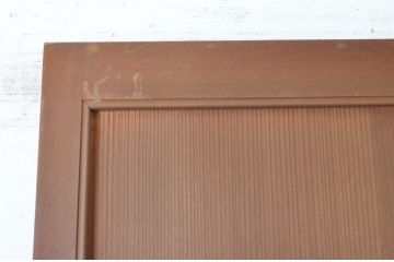アンティーク建具　上手物!!　美しい柾目　真鍮ノブ付き　舞良戸扉1枚(まいらど、板戸、ドア)(R-065083)