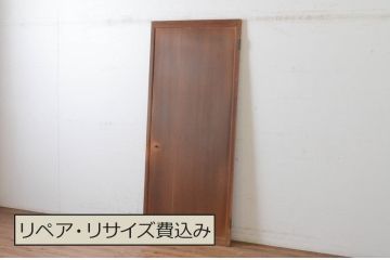 アンティーク建具　上手物!!　美しい柾目　つまみ付き　板戸扉1枚(舞良戸、帯戸、ドア)(R-065084)