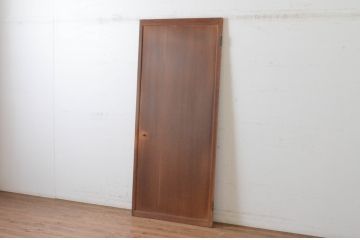 アンティーク建具　上手物!!　美しい柾目　つまみ付き　板戸扉1枚(舞良戸、帯戸、ドア)(R-065084)