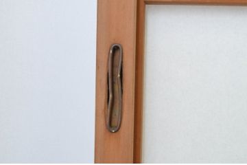 アンティーク　上手物　腰板笹木で縦格子付き!古い木味の雪見障子戸4枚セット(猫間障子戸、建具、、擦り上げ障子戸、擦上障子戸、引き戸)(R-065086)