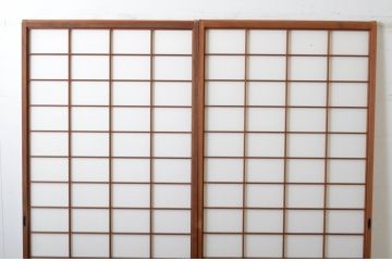 アンティーク建具　上手物!!　腰板杉材笹木の　高級障子戸2枚セット(引き戸)(R-065087)