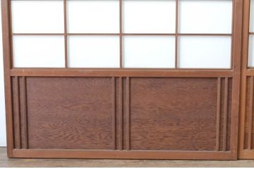 アンティーク建具　上手物!!　腰板杉材笹木の　高級障子戸2枚セット(引き戸)(R-065087)