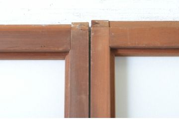 アンティーク建具　上手物!!　腰板杉材笹木の　高級障子戸2枚セット(引き戸)(R-065087)